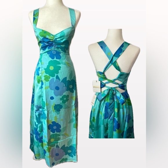 NWT Show Me Your Mumu Mina MIDI Maxi Blue Piccadilly Floral Dress | SIZE MEDIUM - Picture 7 of 9